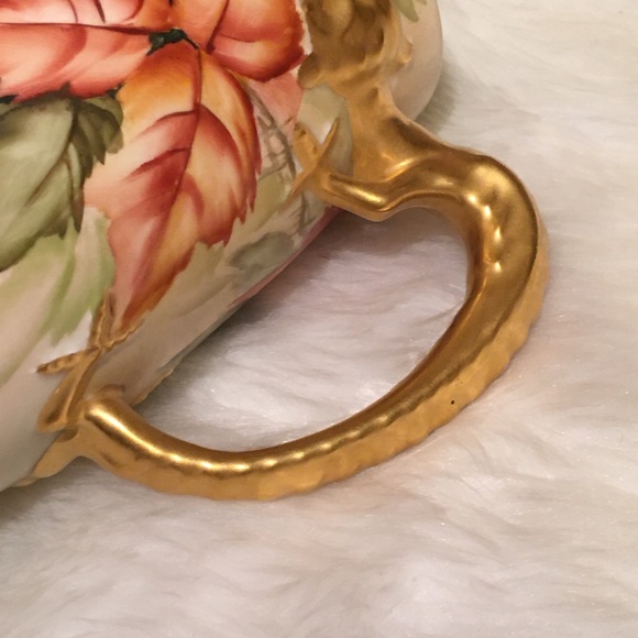 Jean Pouyat Antique hand painted mug floral with gold lizard handle - Picture 4 of 6